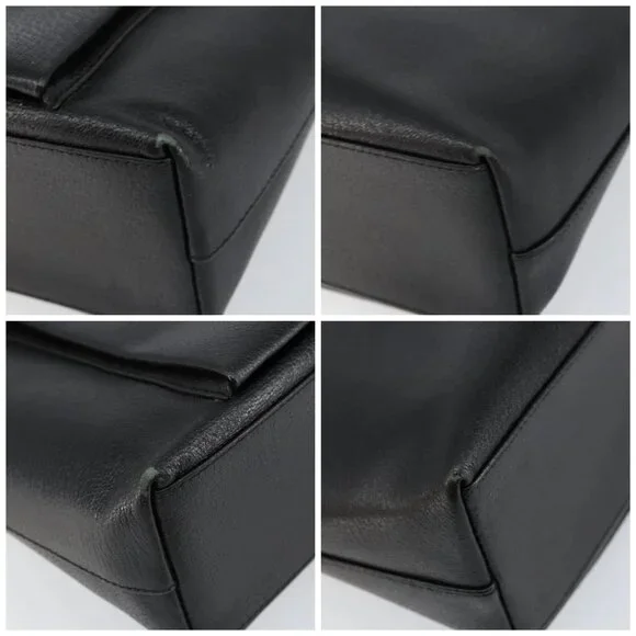 GUCCI Tote Bag Leather Black Gold 002 1817 0336 Auth ep12099